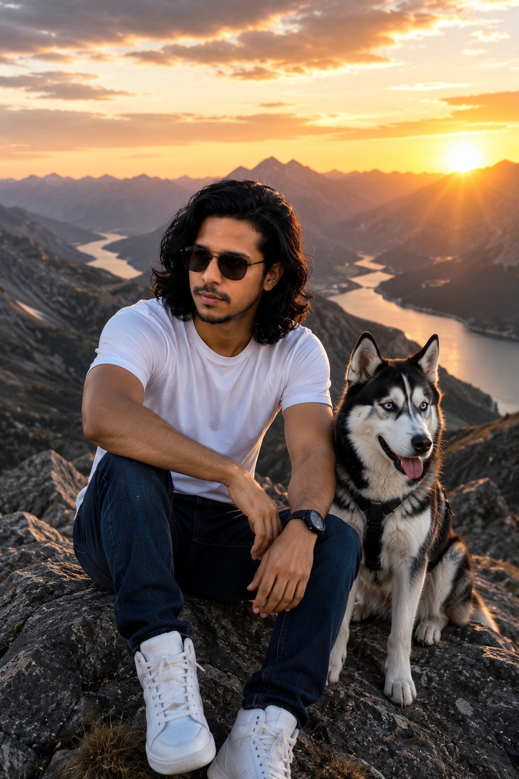 Alpine Summit Adventure with Husky