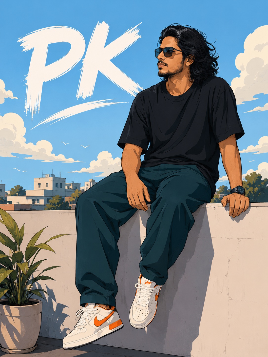 Balcony Sky Gaze Illustration