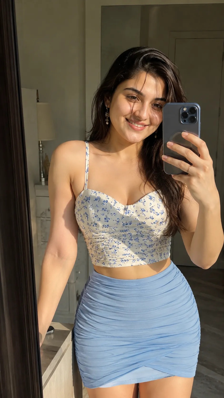 Bright Natural Mirror Selfie Outfit Swap