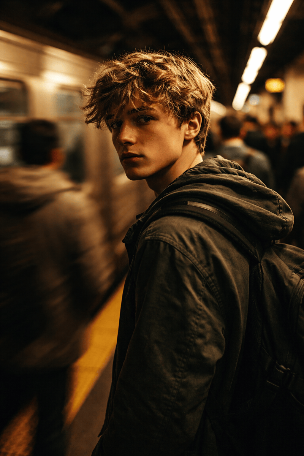 Cinematic Subway Platform Portrait