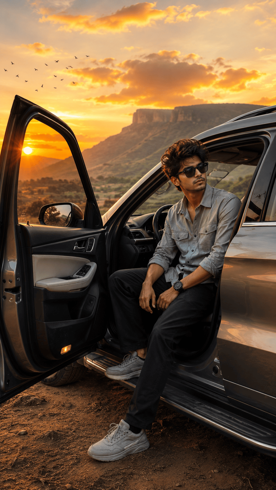 Countryside SUV Golden Hour Portrait