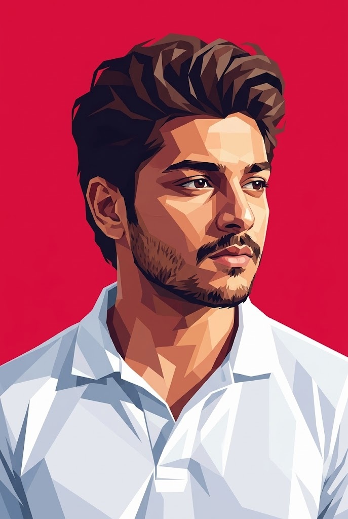 Crimson Polygon Vector Portrait