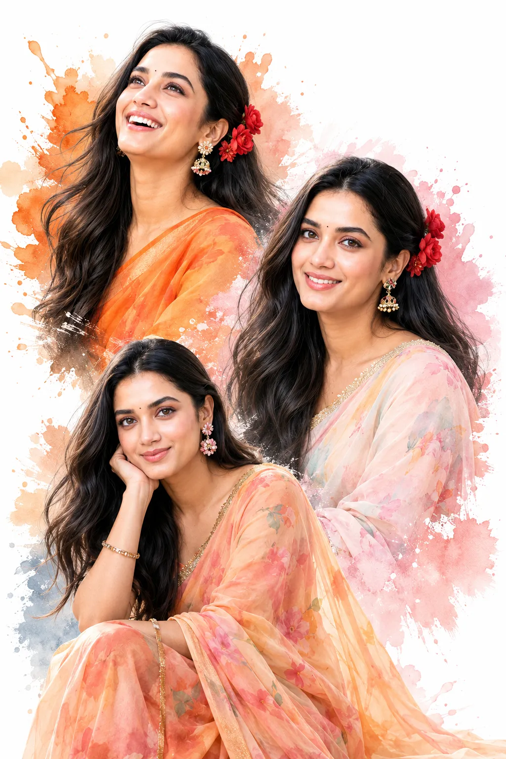 Elegant Saree Collage Poster