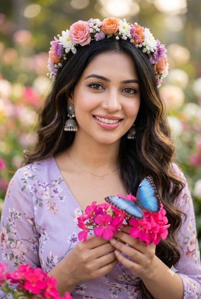 Enchanted Butterfly Flower Portrait
