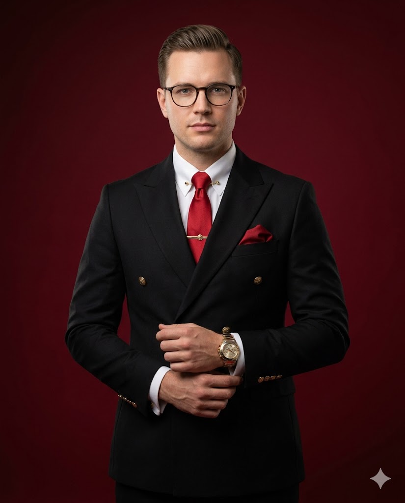 Executive Crimson Studio Portrait