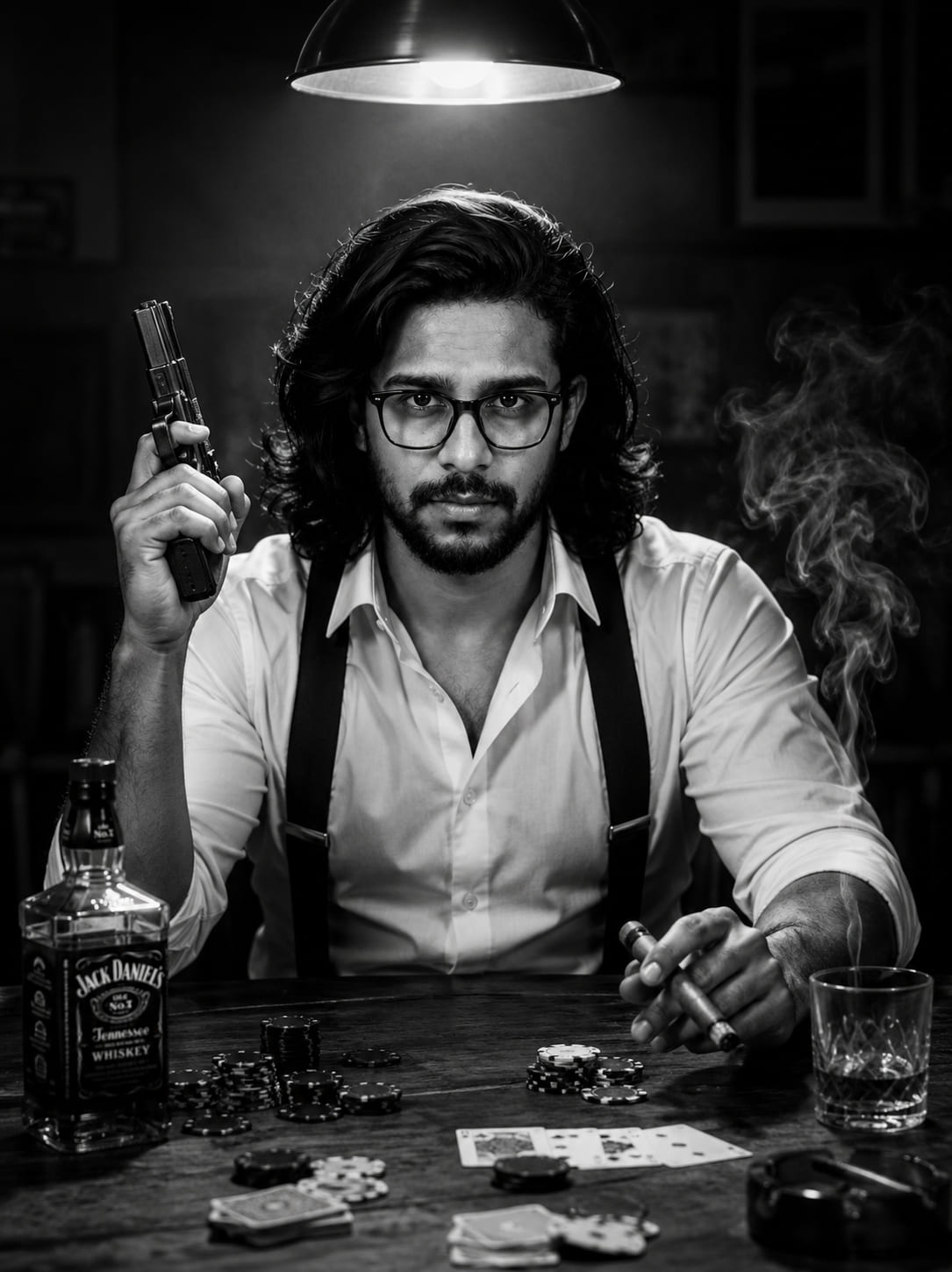 Film Noir Poker King Portrait