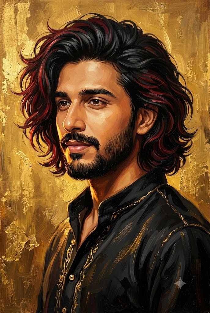 Golden Ember Oil Portrait