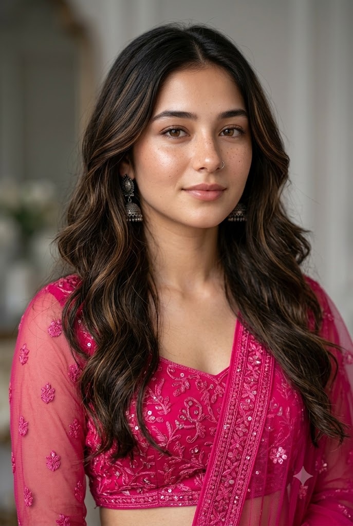 Hot Pink Lehenga Beauty Portrait
