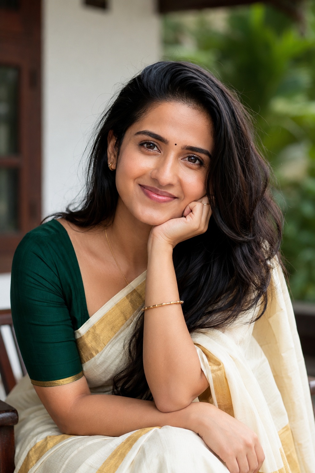 Kerala Kasavu Outdoor Portrait