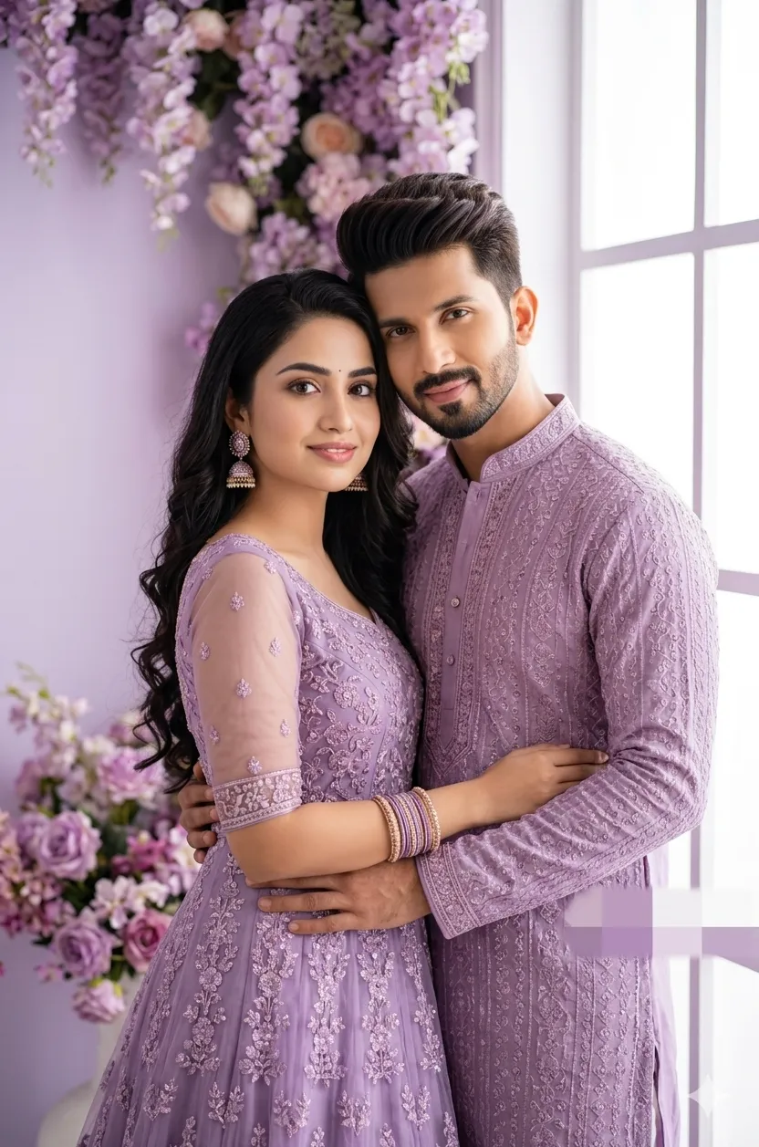 Lavender Wedding Couple Portrait