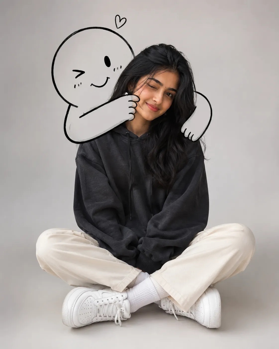 Minimalist Doodle Hug Portrait