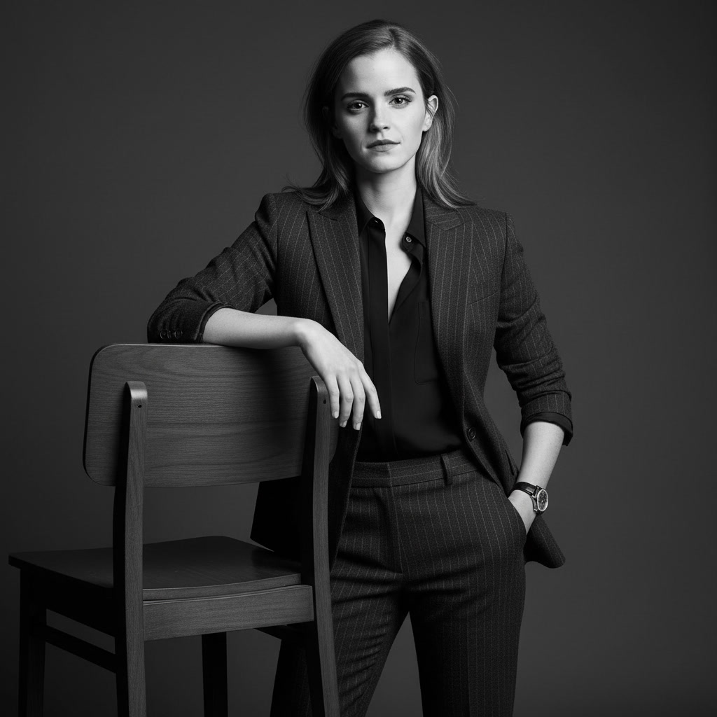 Monochrome Pinstripe Fashion Editorial