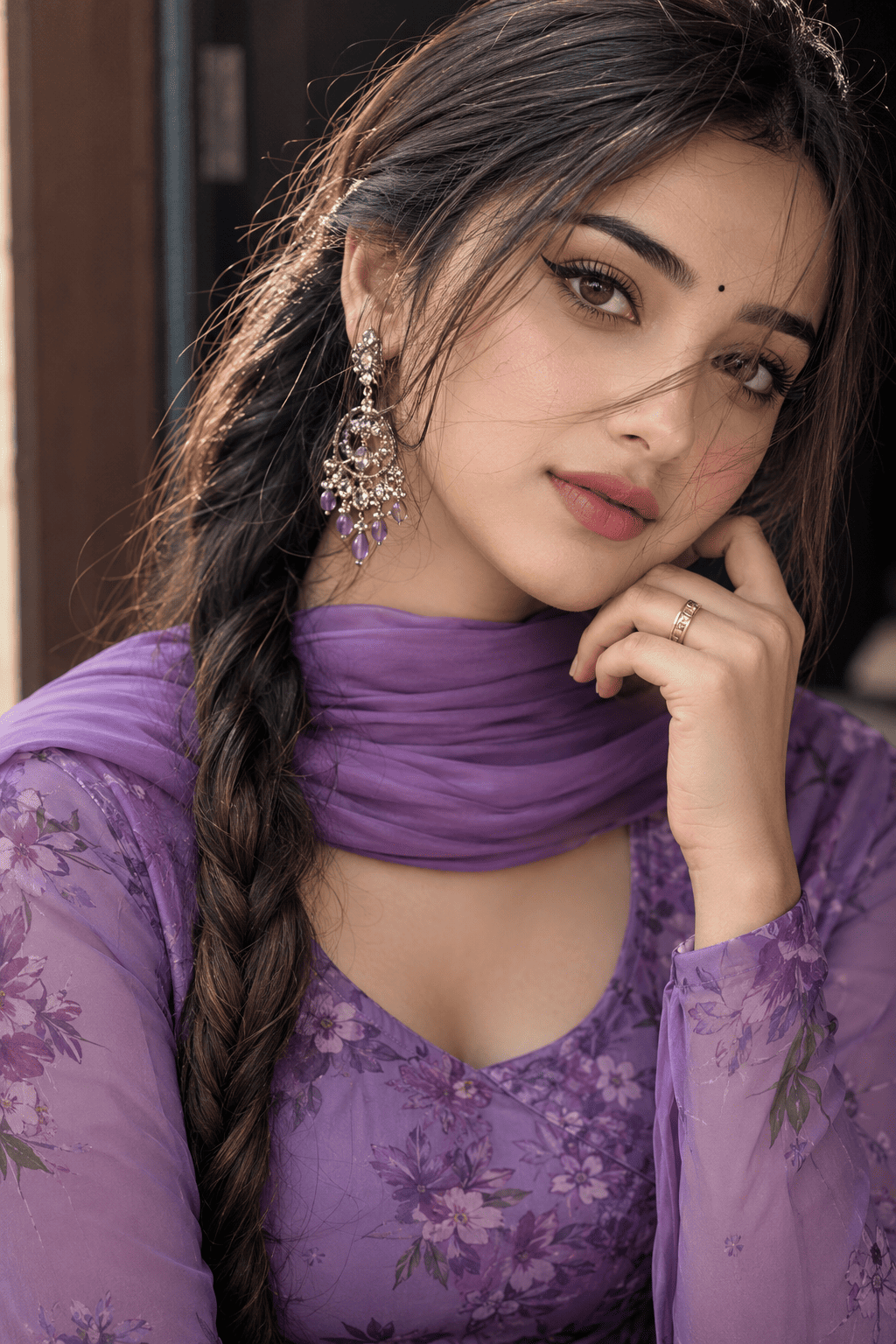 Purple Floral Salwar Beauty Portrait