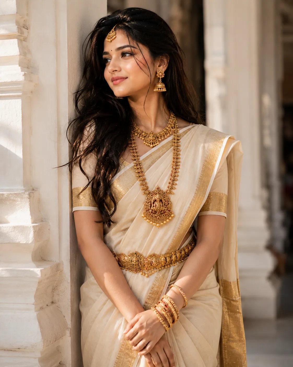 South Indian Temple Jewellery Saree Portrait