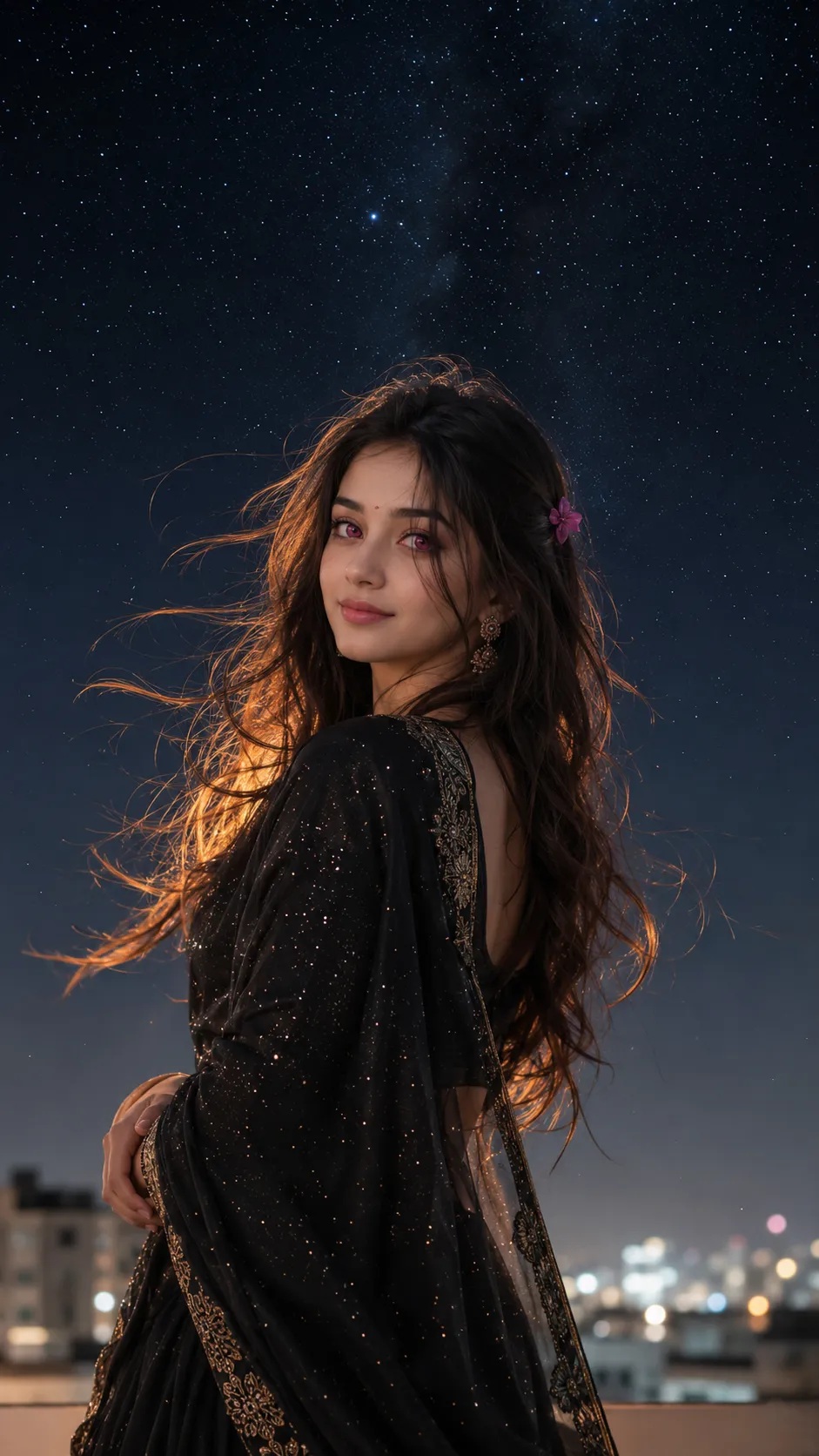Starry Night Saree Portrait