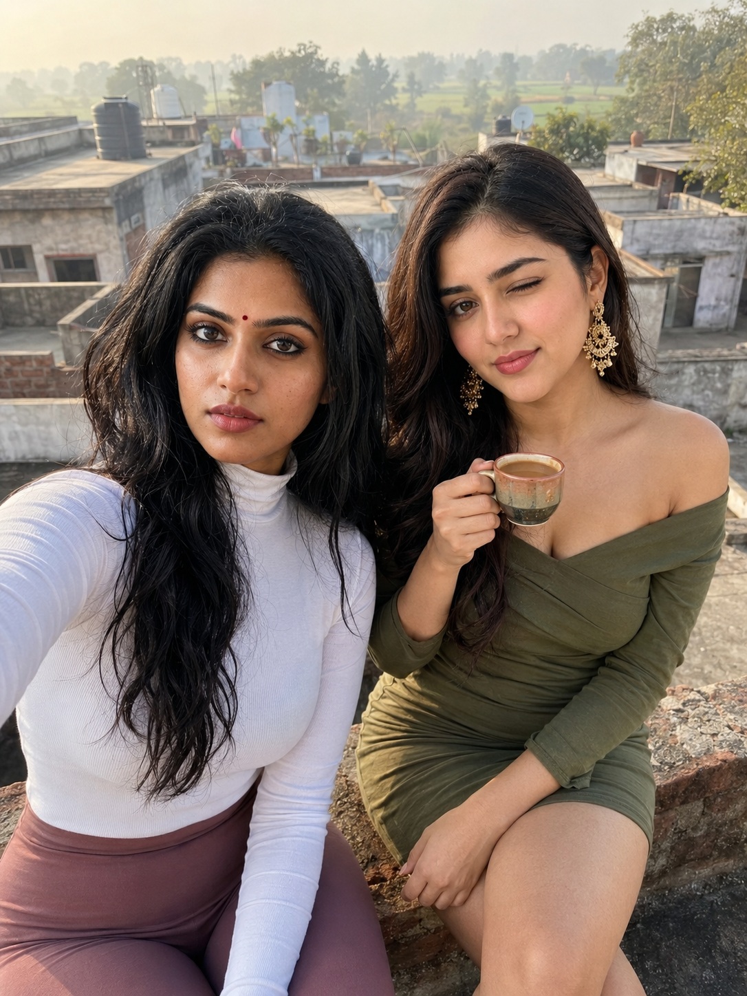 Village Rooftop Morning Selfie