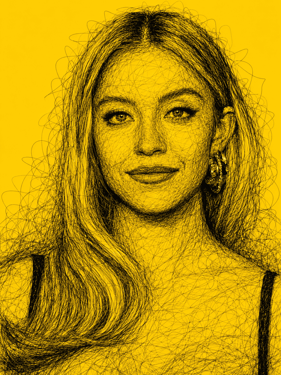 Yellow Scribble Art Portrait